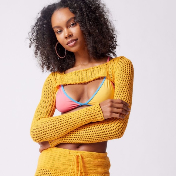 Urban Outfitters Tops - 🆕 Urban Outfitters Whitney Orange Knit Shrug Super Crop Sweater